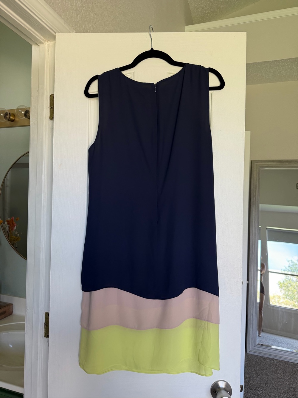 BCBGMaxAzria Navy Colorblock Sleeveless Midi Dress with Yellow & Blush Accents - Picture 2 of 2